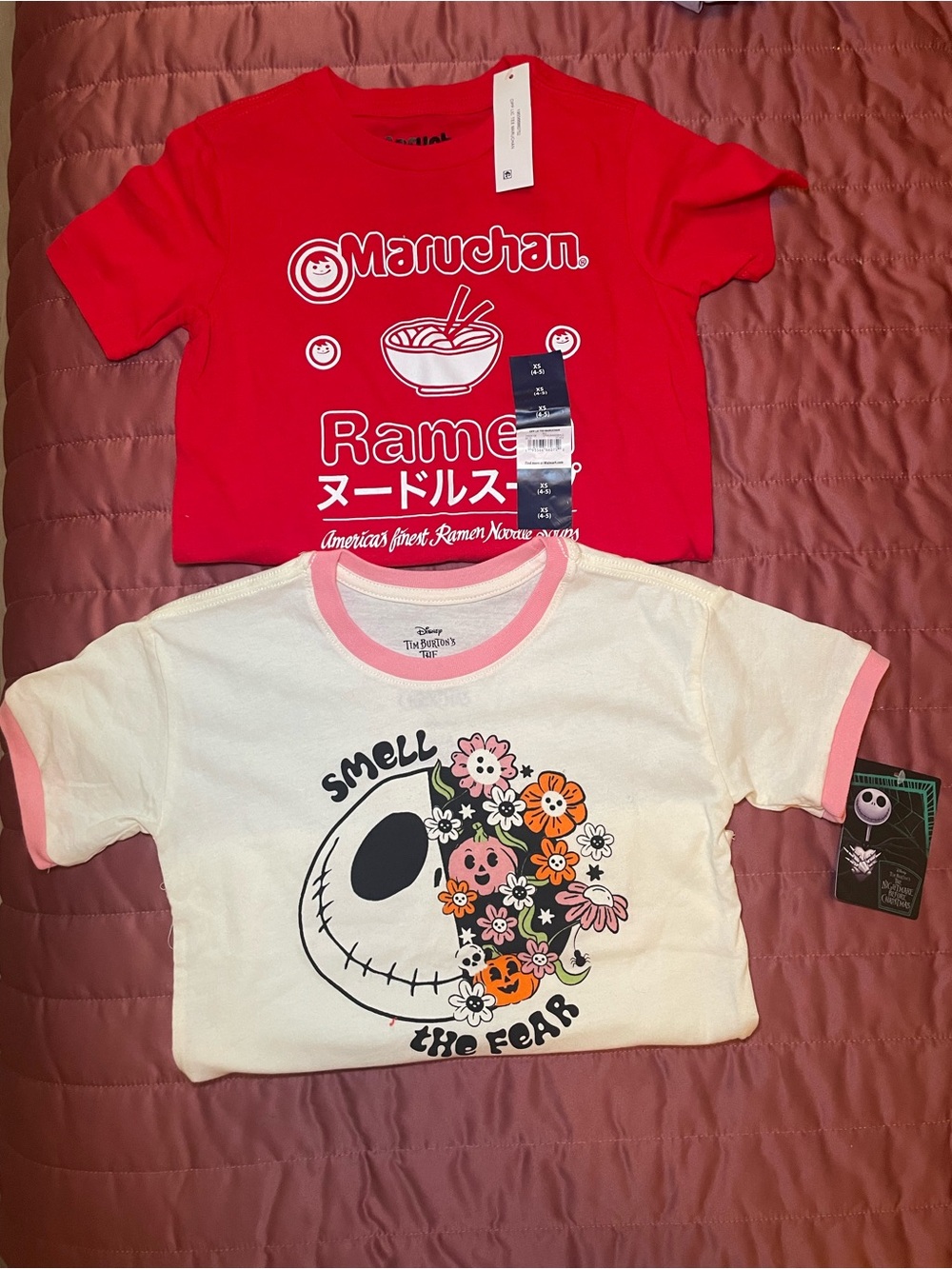 Kids 2-Pack Graphic T-Shirts Ramen XS 4/5 & Nightmare B4 Christmas Sm 5/6